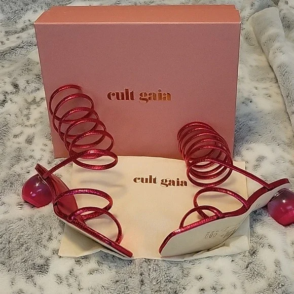 Cult Gaia Freya wrap around metallic pink sandals. - Picture 5 of 8